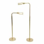 PAIR OF STANDING LAMPS, MID C20thGilded metal, one light. Wear & tear. Max height138 x 40cm, min