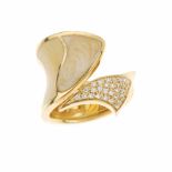 DIAMOND AND ENAMEL RING.Yellow gold with pavé of brilliant cut diamonds. Total weight approx. 0.30ct
