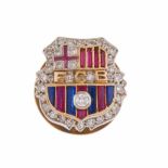 BARCELONA FOOTBAL CLUB INSIGNIA.Gold with brilliant cut diamonds. Total weight approx. 0.21ct.,