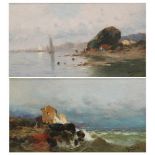 HERNANDEZ MONJO (1862-1937) "SEASCAPES"Oil on woodPair of paintings signed bottom rght. 18 x 31.5cm;