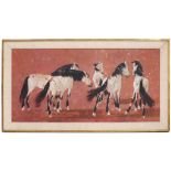 RICARD ARENYS GALDON (1914-1977). "HORSES"Oil on canvasSigned bottom left. Marcos Sala Gaspar label.