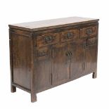 CHINESE SIDEBOARD, EARLY C20thWood, bronze handles. With five front drawers. 92 x 131 x 46cm.- - -