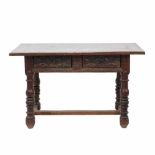 CASTILIAN CENTRE TABLE, C17th-18thCarved walnut. Imperfections. 84.5 x 14.5 x 83cm- - -18.00 %
