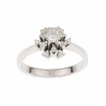 ROSETTE DIAMOND RINGWhite gold with brilliant cut diamonds. Total weight approx. 0.32ct. Band 16.5