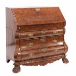 WRITING DESK, LATE C19th -EARLY C20thWood, folding top reveals numerous secret interior