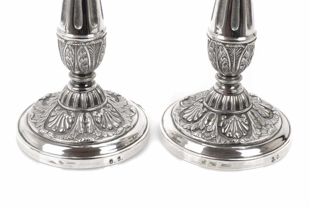 PAIR OF SILVER CANDLESTICKS, BARCELONA. FIRST HALF C19thHallmarked Fch. Carreras Silversmiths & city - Image 2 of 5