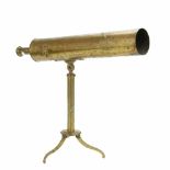 NEWTONIAN REFLECTOR TELESCOPE, C18thBrass with two mirrors, in perfect condition. Length 44cm.- - -