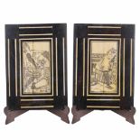 TWO EROTIC PLAQUES, EARLY C20thEbony & bone. 17 x 12cm.- - -18.00 % buyer's premium on the hammer