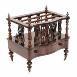 EDWARDIAN MAGAZINE RACK, EARLY C20thCarved wood, lower drawer. Some defects. 56 x 55 x 41cm.- - -