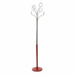 COAT STAND "CEDRO", CIRCA 1970Six arms in chromed steel trimmed with bands & foot red laquered