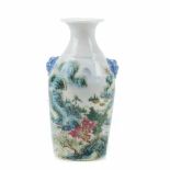 SMALL CHINESE VASE, C19thPainted & glazed "famille rose" porcelain. Height 13cm.- - -18.00 % buyer's