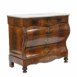 SPANISH CHEST OF DRAWERS, SECOND HALF C19thMahogany with decorative marquetry in brass & mother of