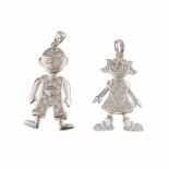 ALEN DIONE. TWO ARTICULATED PENDANTSALEN DIONE.Boy & girl in white gold with diamonds. Total