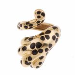 DIOR. MITZA. LEOPARD CLAW RINGDIOR. MITZA.Yellow gold with black laquer leopard spots. Open band