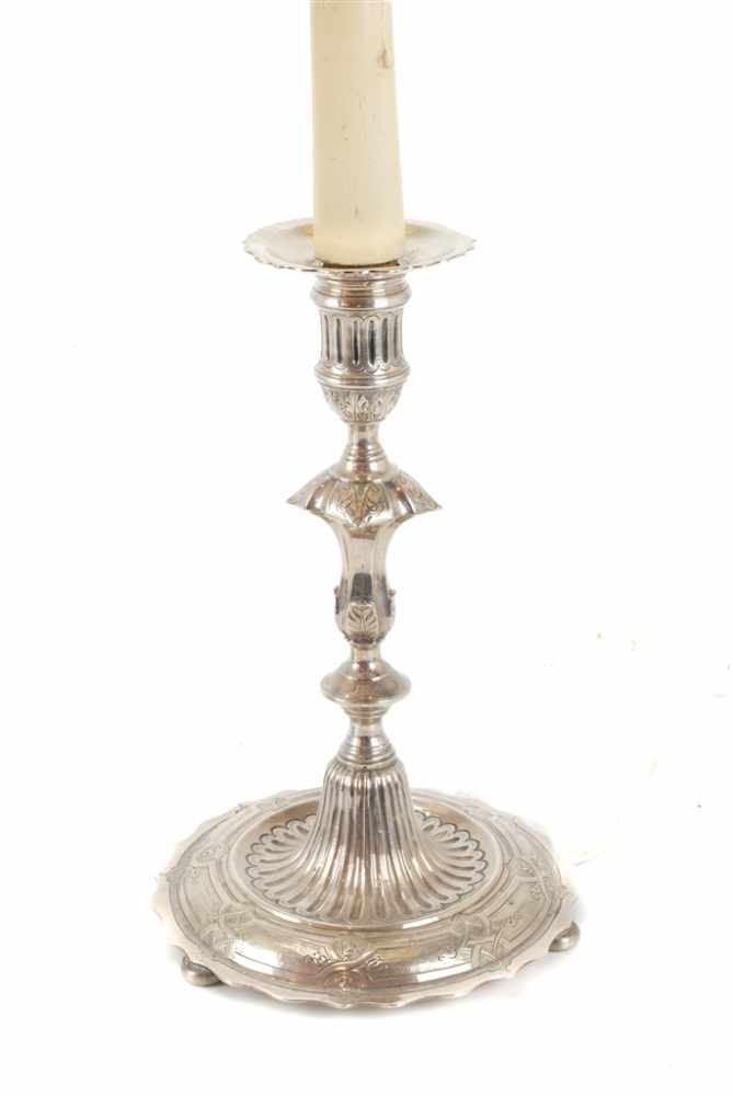 PAIR OF SILVER CANDELSTICKS, FIRST HALF C20thNot hallmaarked, Converted into lamps. 1.034kg total - Image 2 of 2