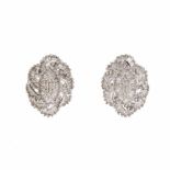 DIAMOND EARRINGSWite gold with brilliant cut & bauette diamonds in shape of knot. Clip ons. 3.2gr- -