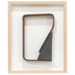ERNEST ALTES (1956). "I AM COMING IN"Basalt & iron on a wood frame. 31 x 25 x 5cm. (sculpture); 56 x