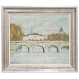 FRENCH SCHOOL C20th "PARIS BRIDGE" 1974.Oil on CanvasIllegible signature. 46 x 55.5cm; 60 x 69cm (