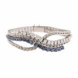 DIAMOND AND SAPPHIRE BRACELETWhite gold with brilliant cut diamonds.total weight approx. 2ct & round