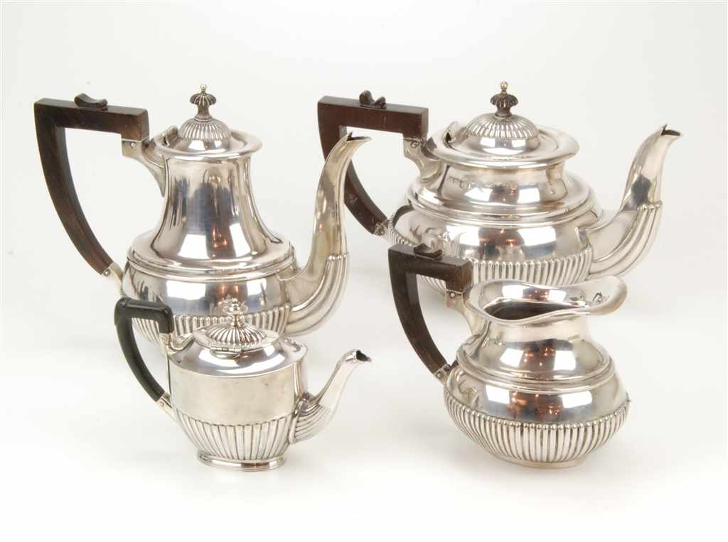 PORTUGUESE COFFEE AND TEA SET, EARLY C20thHallmarked. Comprises teapot, coffee pot & milk jug. A - Image 2 of 4