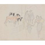 RICARD OPISSO (1880-1966). "COWS"Charcoal & chalk Signed. 19,2 x 23.2cm- - -18.00 % buyer's