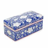 CHINESE BOX, C20thFamille rose porcelain. Qianlong mark on the base. 9 x 20.5 x 10.5cm- - -18.00 %