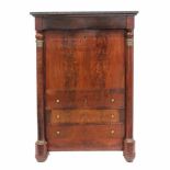 FALL FRONT WRITING DESK. LUIS FELIPE, FRANCE, C19thWood with black marble top. Handles and