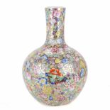 CHINESE VASE, C20thPorcelain with millefeuilles decoration. Maker's mark on base. Height 55cm.- - -