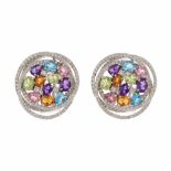 TUTTI FRUTTI EARRINGSWhite gold with briliant cut diamonds, total weight 1.46ct.,peardrop and ovsl