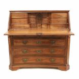 CATALAN WRITING DESK, C18thWalnut with marquetry. Handles & keyholes in gilded bronze. Folding front
