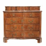 "CASTELLET" CATALAN CHEST OF DRAWERS. C18thWalnut & marquetry. Some imperfections, interiors of