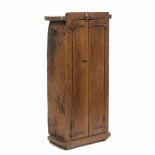 SMALL CUPBOARD, MID C20thCarved from a tree trunk, three levels. Rustic ironwork. Acqured from
