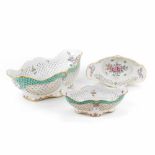 THREE PIECES OF PORCELAIN. PROBABLY FRENCH, C19thHandpainted & gilded porcelain. Unidentified