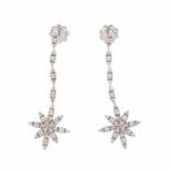 DIAMOND DROP EARRINGSWhite gold with brilliant cut diamonds, approx total weight 0.43ct. Clip ons.