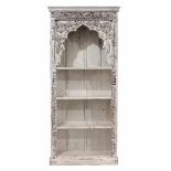 INDIAN SHELF UNIT, EARLY C20thCarved wood with marine & floral motifs. 212 x 90 x 37.5cm.- - -18.