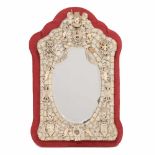 NOBLE BRITISH MIRROR. MID C 19thWith marble and bone engraved insets. Decorated with four coats of