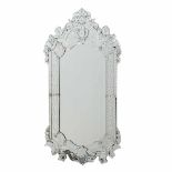 VENETIAN STYLE MIRROR, MID C20thAcid etched decoration. Imperfections and resorations. 160 x 81cm- -