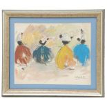 JOSEP COLL BARDOLET (1912-2007). "DANCERS"Mixed media:watercolour & wax crayon on paperSigned. 36