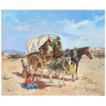 IGNACIO GIL (1913-2003). "WAGON"Oil on canvasSigned, A slight imperfection at top right
