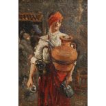 ESCUELA CATALANA, SIGLO XIX. "THE WATER CARRIER GIEFFE"Oil on canvasSigned "Fortuny" & dedicated "Al