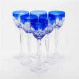 SET OF SIX BOHEMIAN WINE GLASSES, MID C29thCut glass. Height: 19.5cm. & 7cm diam.- - -18.00 %