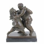 "TANGO", C20thBronze figure. Base in black marble.Following the models of Botero. Signed 30 x 24 x