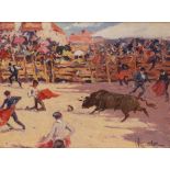 JOAQUIM TERRUELLA MATILLA (1891-1957). "BULLFIGHTING SCENE"Oil on canvasSigned. 28 x 36cm; 40.5 x