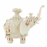 JAPANESE SCHOOL, MEIJI PERÍODO C19th SHIBAYAMA ELEPHANT.Finely carved ivory with applications of