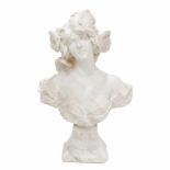 EUROPEAN SCHOOL, EARLY C20th ART NOUVEAU BUST OF LADY, EARLY C20thMarble. Indecipherable signature