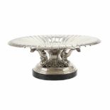 LARGE SPANISH SILVER CENTREPIECE, MID C19th.Marble base. Total weight 3kg. Height 15 cm; 40cm.