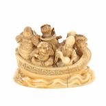 JAPANESE SCHOOL, MEIJI PERIOD, END C19th. "TAKARAZUNE WITH THE SEVEN GODS OF FORTUNE".Carved and