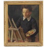 ANTONI VILA ARRUFAT (1896-1989). "THE LITTLE ARTIST". 1940.Oil on canvas.Signed, dated and dedicated