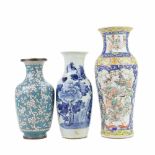 THREE CHINESE VASES, C19th-C20th.Two porcelain, one cloisonné with cherry blossom designs. One is
