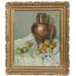 MAGDA FOLCH (1905-1981). "JUG WITH APPLES".Oil on canvas.Signed. Defects on frame. Restorations.